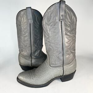 Palomino 12" Full-Grain Pebbled Leather Western Cowboy Boots Grey Men 10